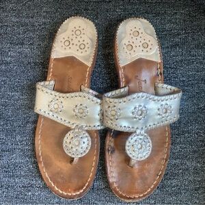 Jack Rogers Silver Thong Sandals 7.5